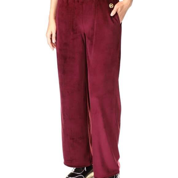 Michael Michael Kors Womens Burgundy Pocketed Pull-on Metallic Logo Velour - Picture 4 of 4